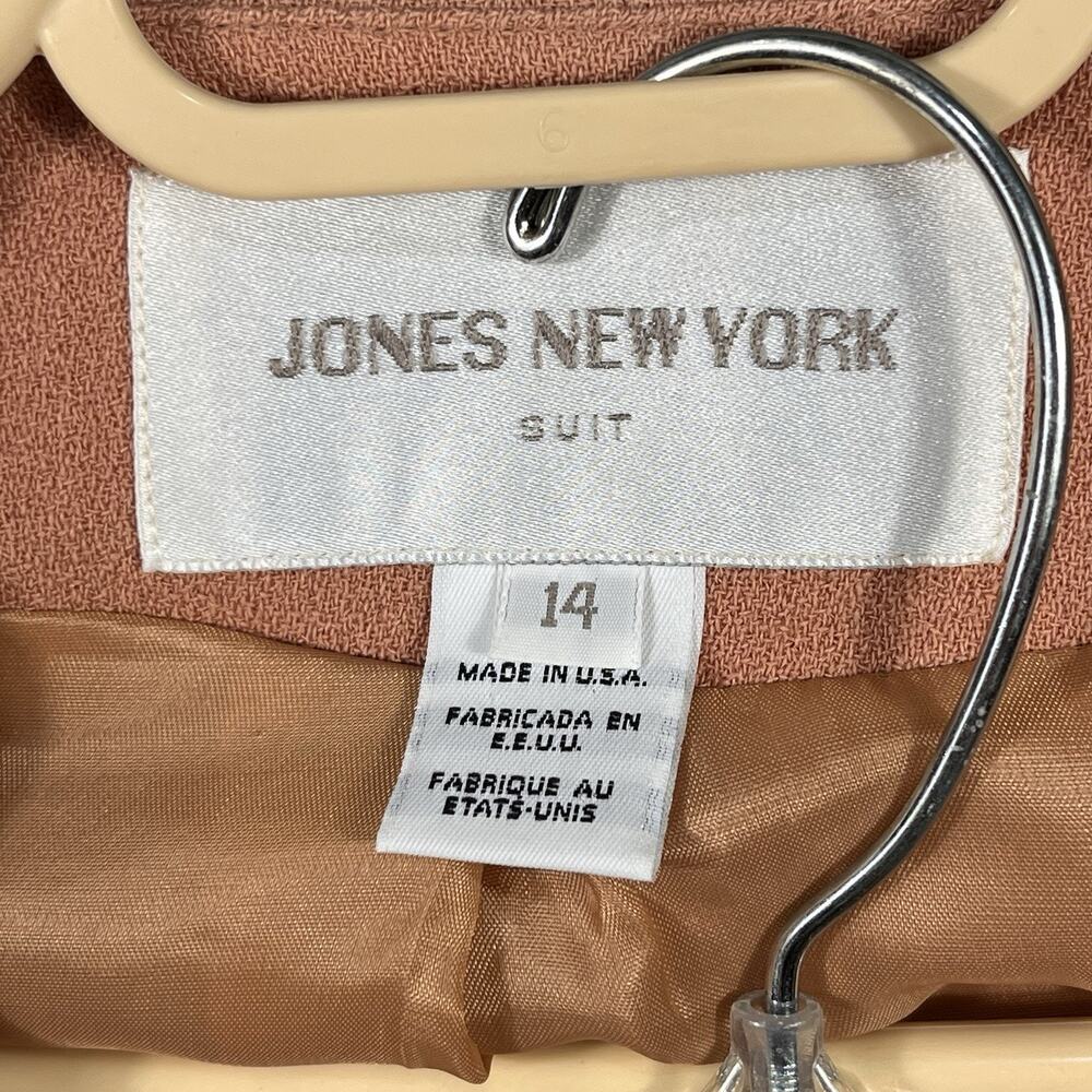 Jones New York‎ Beige Blazer & Skirt Suit Set 100% Wool Work Career Size 14 - Picture 3 of 12